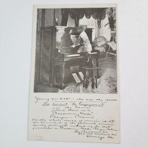 1930s Advertising Postcard Baldwin Made Player Piano Boy change roll Chicago IL
